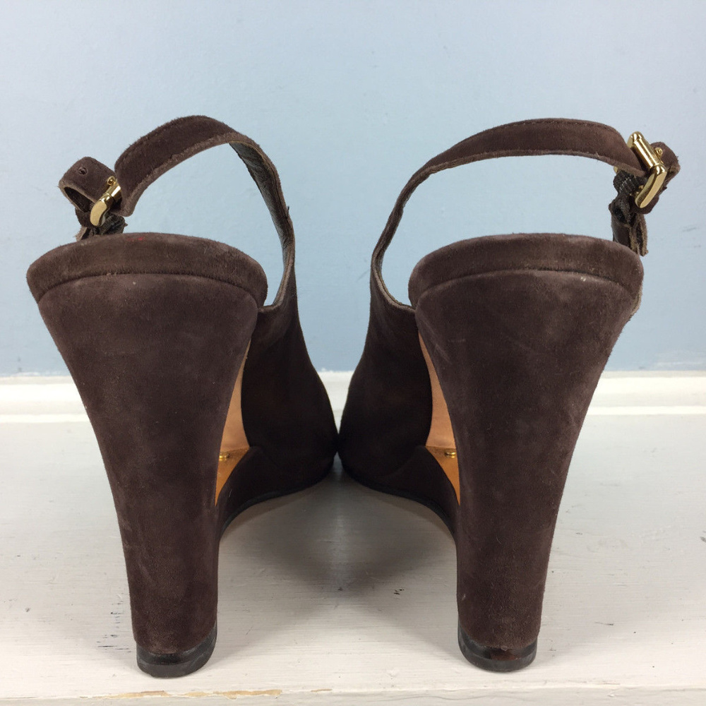 Michael KORS Brown Suede Leather Open Wedge 10 - Picture 4 of 6